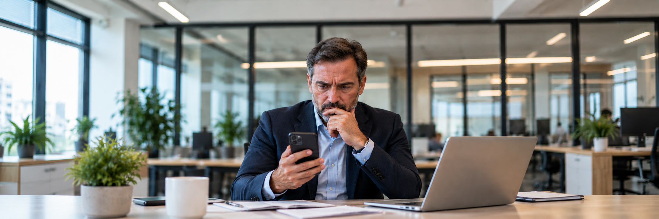 img-fraude-suplantacion-identidad CEO de una empresa preocupado ante un intento de fraude por suplantación de identidad