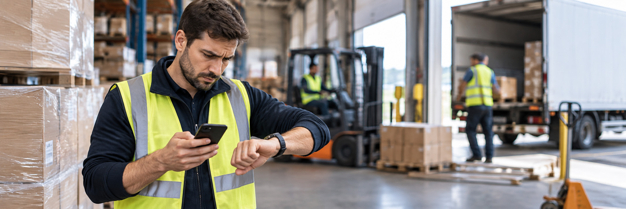 img-solucion-8 Operario de una empresa de logística controla el tiempo de trabajo con su aplicación desarrollada por Softcom